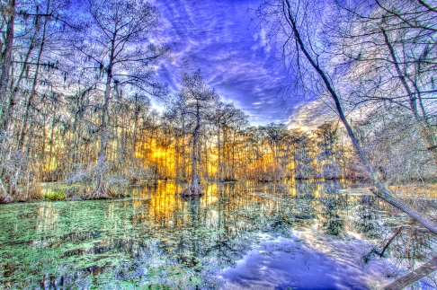 Lake Martin Sunset by Alan Zakem | This image was created using multiple exposure photography. It is available as a pigment based prin Lake Martin Sunset